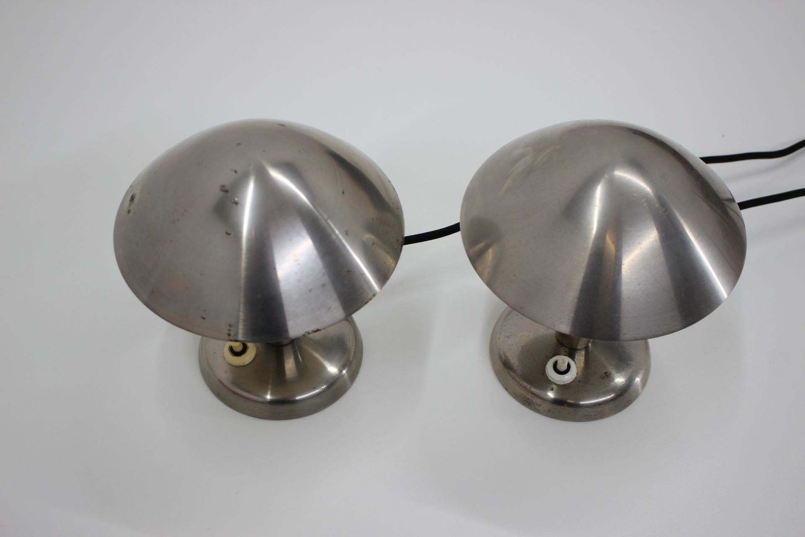 1930s Pair Of Chrome Plated Bauhaus Lamps,Czechoslovakia photo furniture