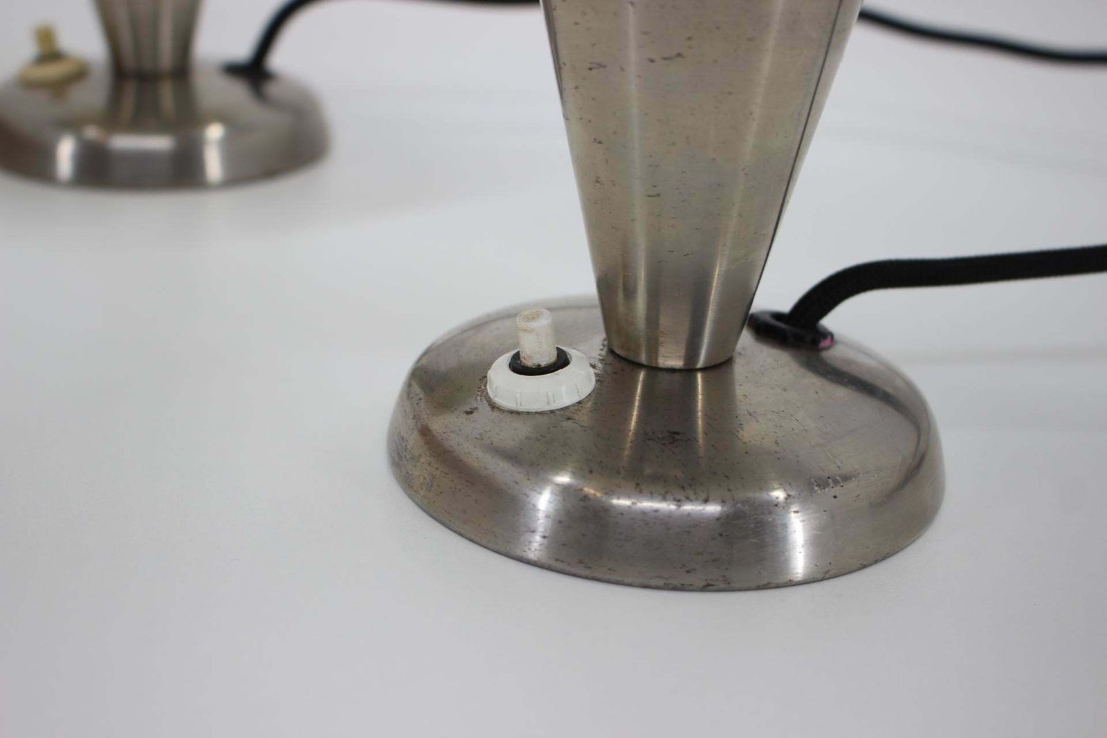 1930s Pair Of Chrome Plated Bauhaus Lamps,Czechoslovakia photo vinterior