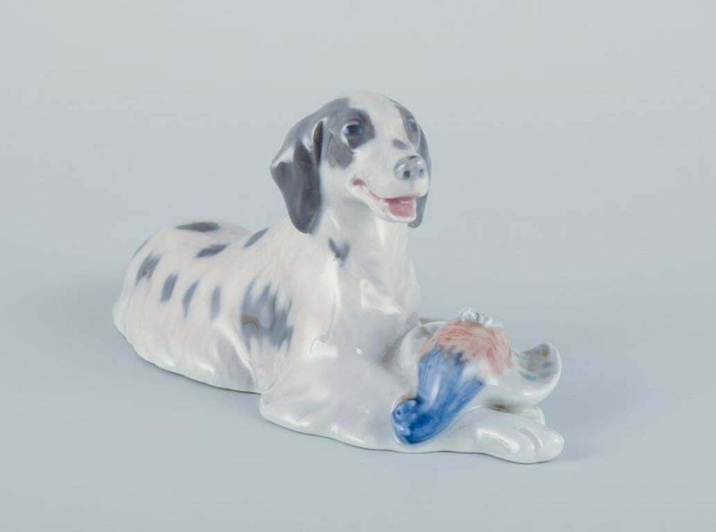 Royal Copenhagen, Porcelain Figurine Of A Setter With Pheasant. photo for sale