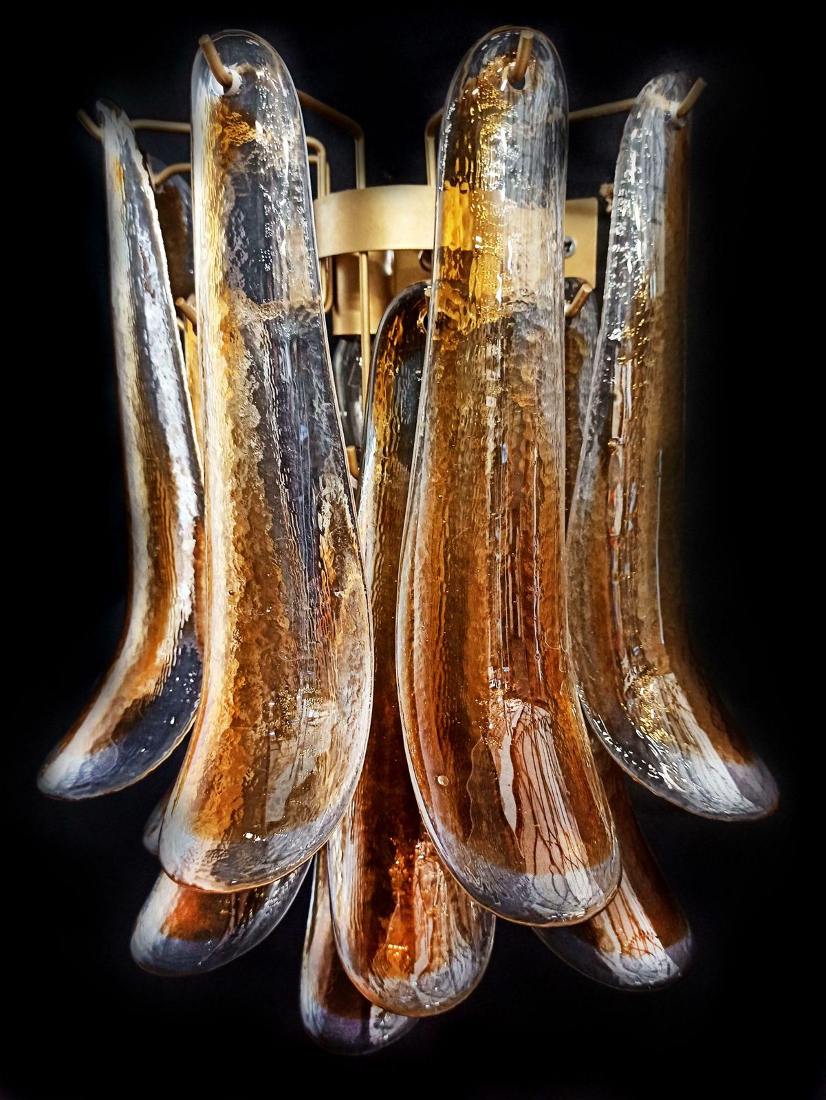 Midcentury Four Of Italian Amber Murano Sconces photo 1886.0
