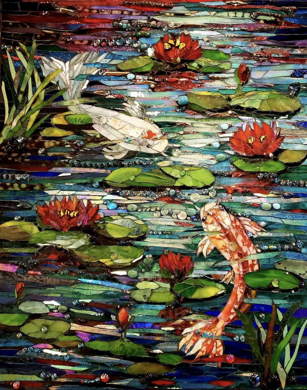 Mosaic Glass Fish Art Print, Canvas Wall Art Large Picture photo furniture