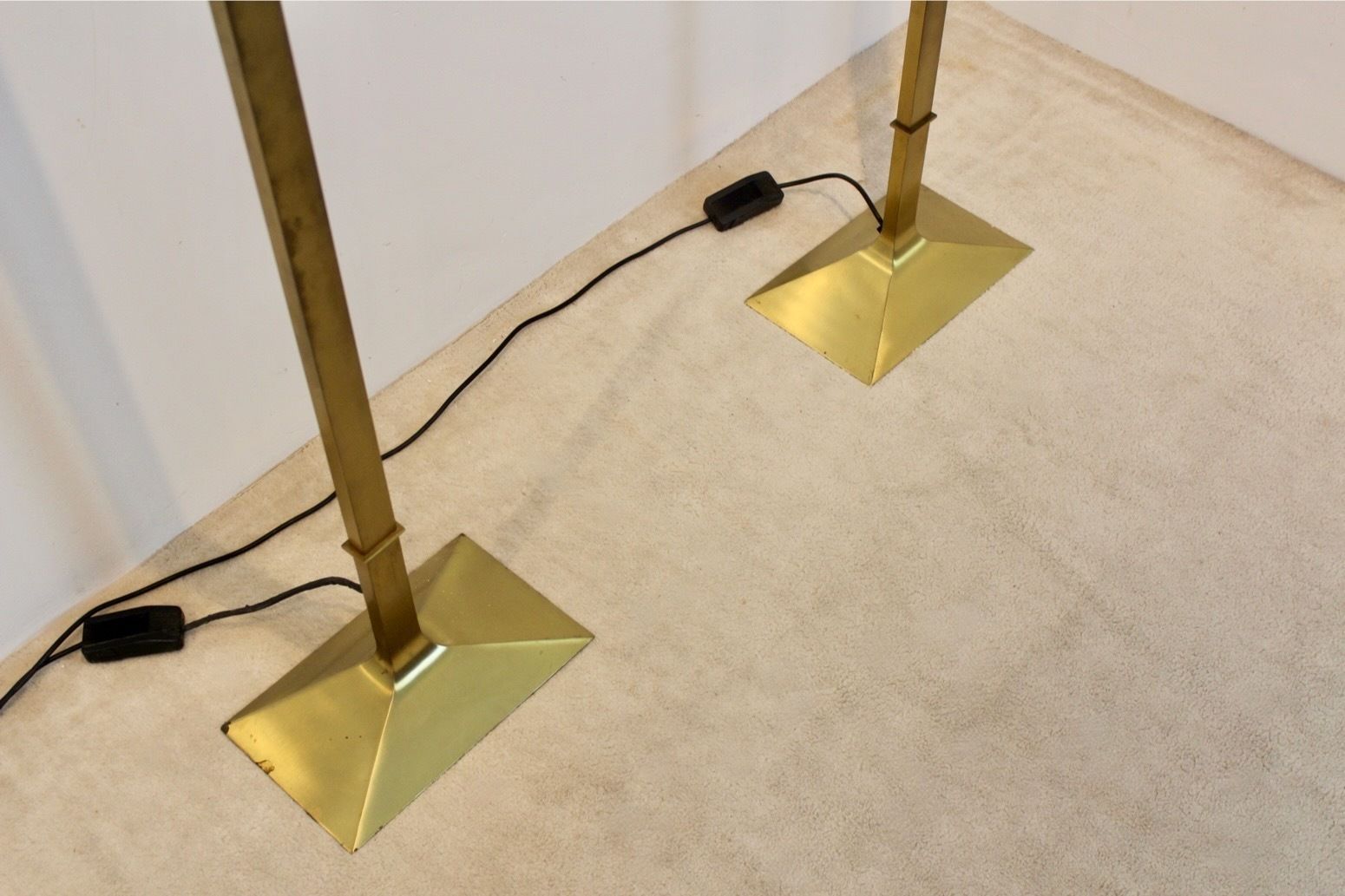 Brass Italian Uplighter Floor Lamp, Stock Of Two photo buy