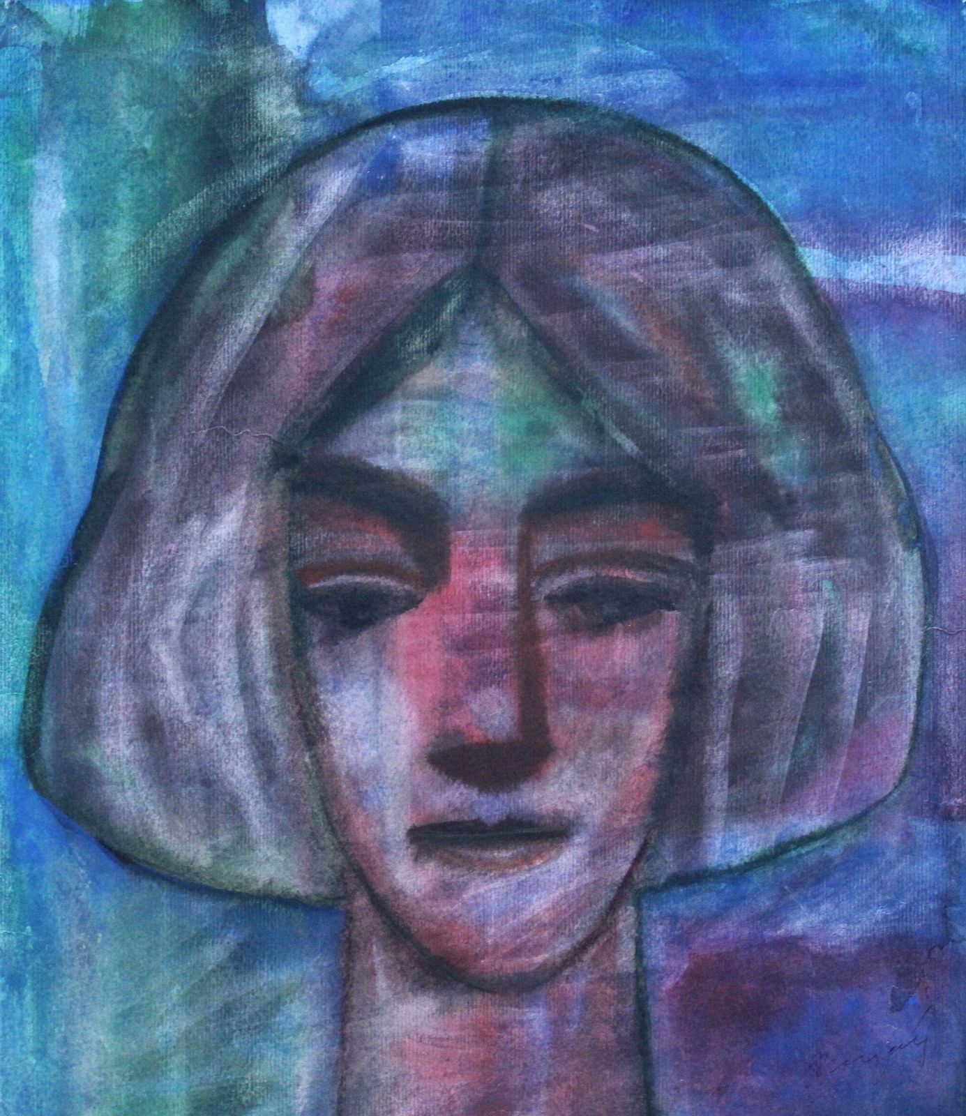 Dzidra Ezergaile Portrait. Watercolor On Paper, 42x37 Cm