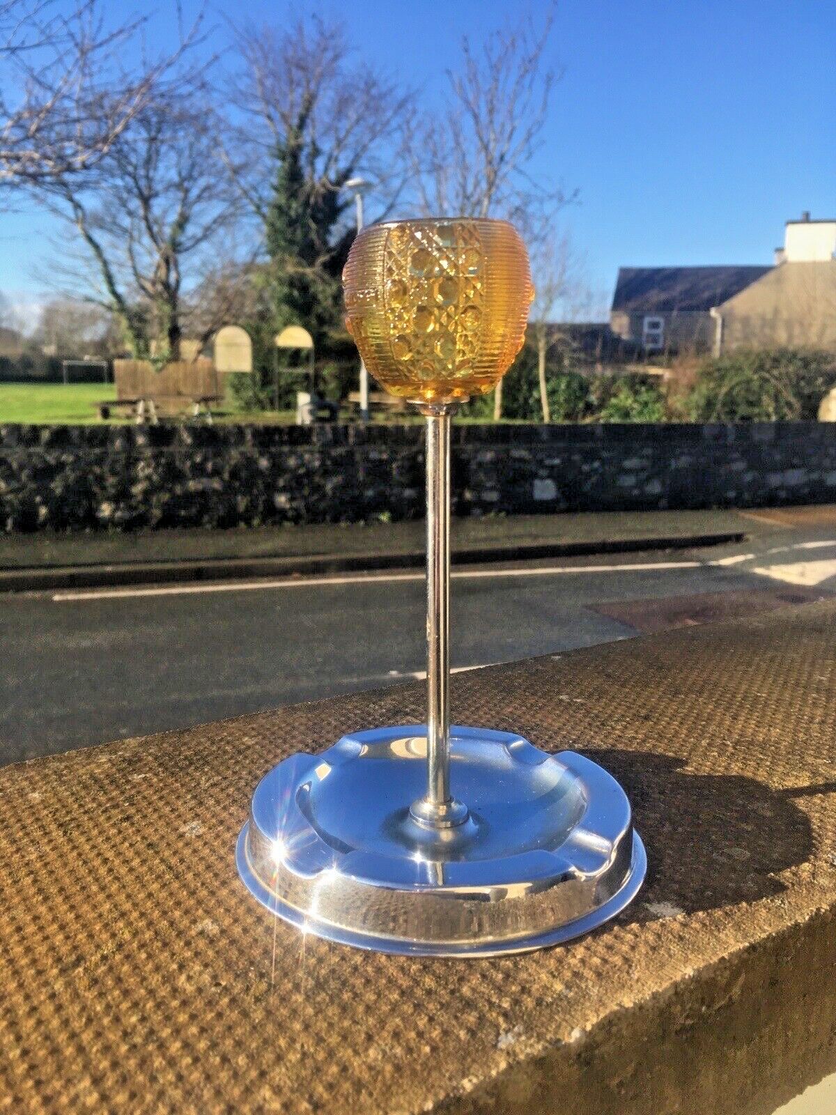 Art Deco Chrome Match Striker Table Desk Ashtray James May Farnel Davidson Glass photo 50.0