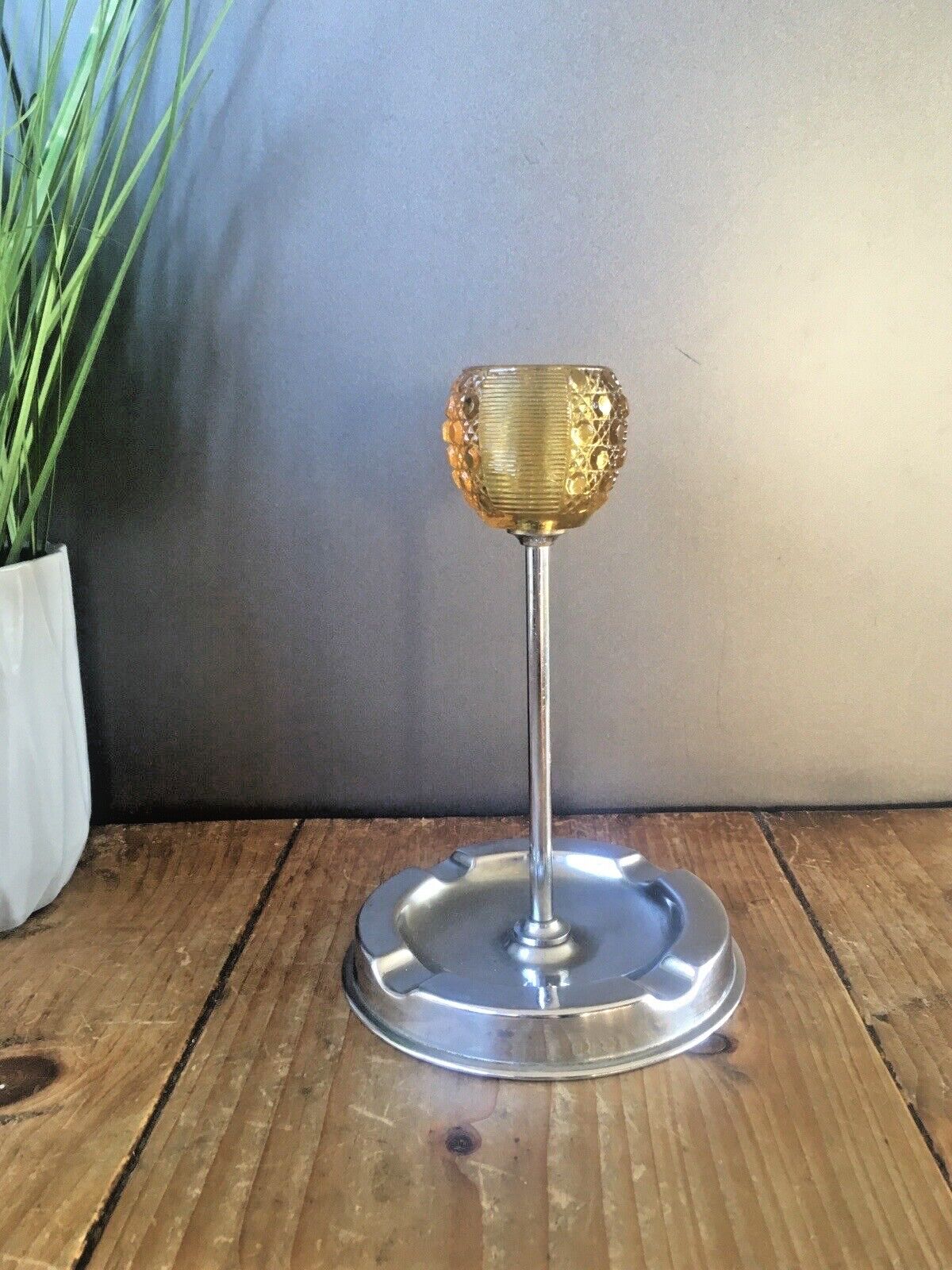 photo for sale Art Deco Chrome Match Striker Table Desk Ashtray James May Farnel Davidson Glass
