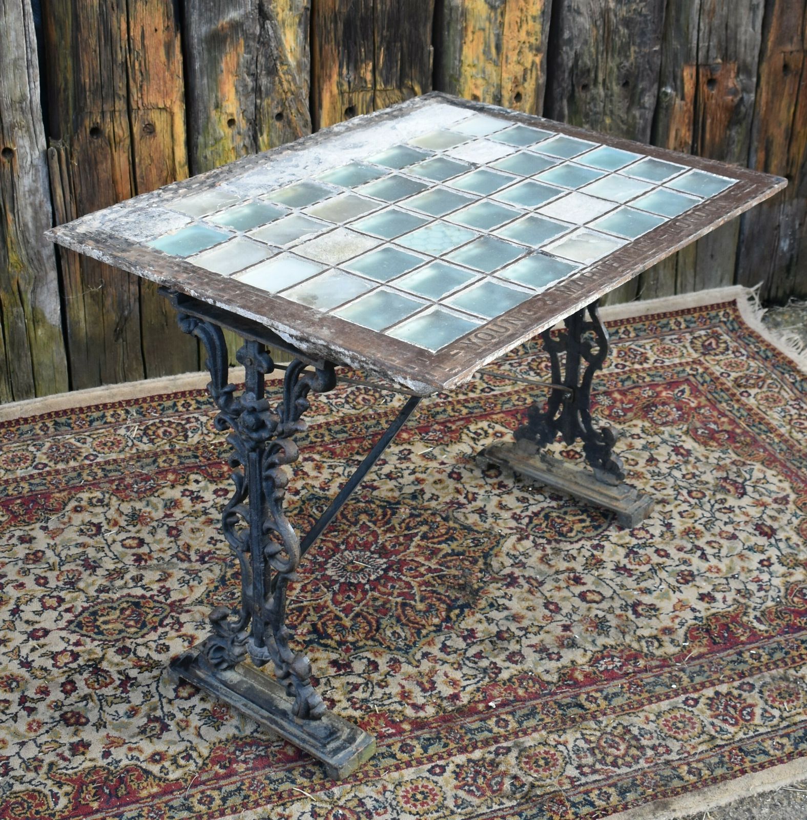 Antique Victorian Young & Marten Salvaged Pavement Light Well Cast Iron Table photo furniture