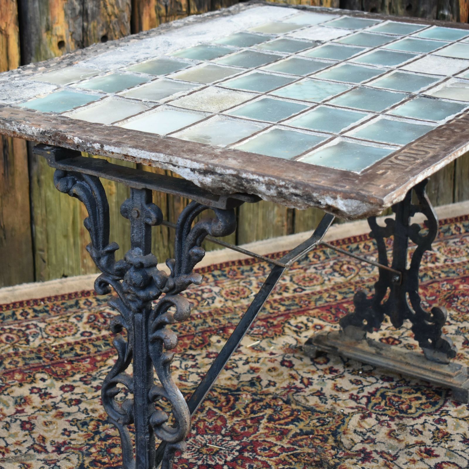 photo furniture Antique Victorian Young & Marten Salvaged Pavement Light Well Cast Iron Table