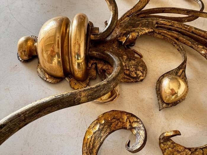 Sconce In Gilt Metal And Brass Floral Pattern France 1970 Large Model photo for sale