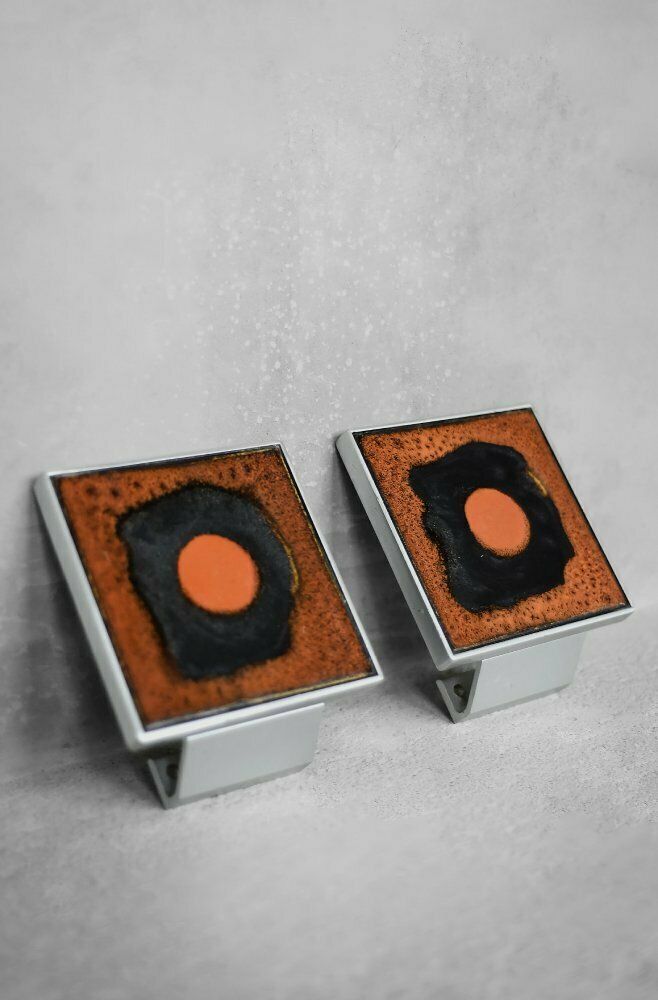 Belgian Brutalist Metal And Ceramic Pull Door Handles By Juliette Belarti, 1960s, Set Of 2 photo furniture