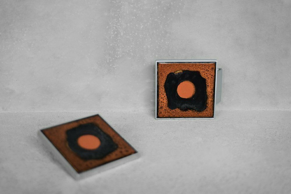 photo furniture Belgian Brutalist Metal And Ceramic Pull Door Handles By Juliette Belarti, 1960s, Set Of 2