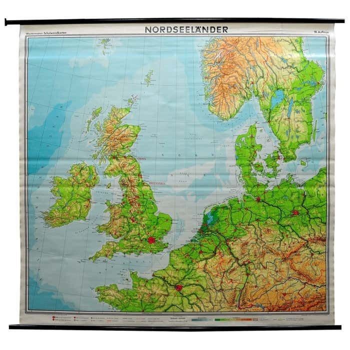 Great Britain Scandinavia Northern France Netherland Germany Mural Map
