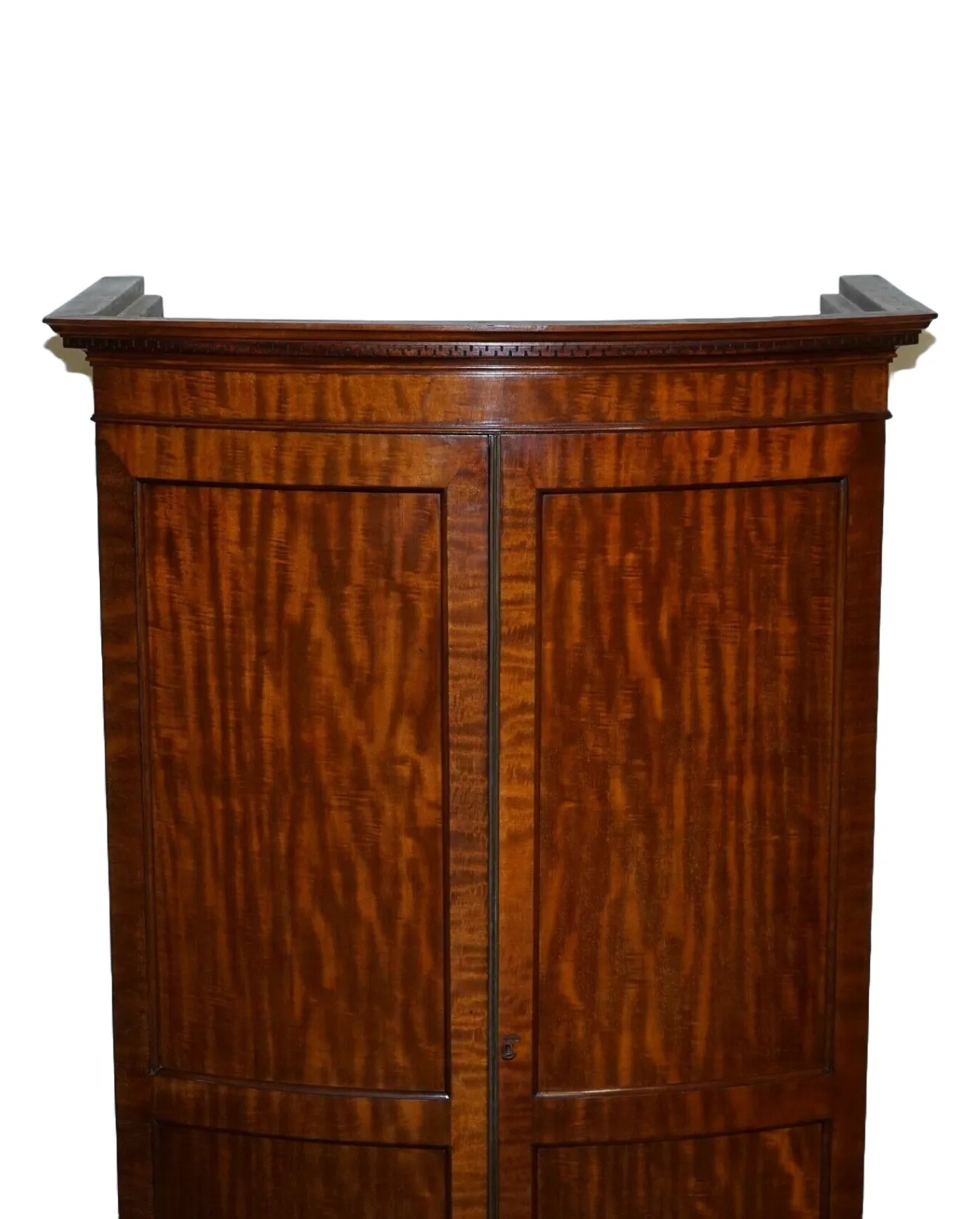 Edwardian 1900s Bow Fronted Wardrobe With Brass Lining photo vinterior