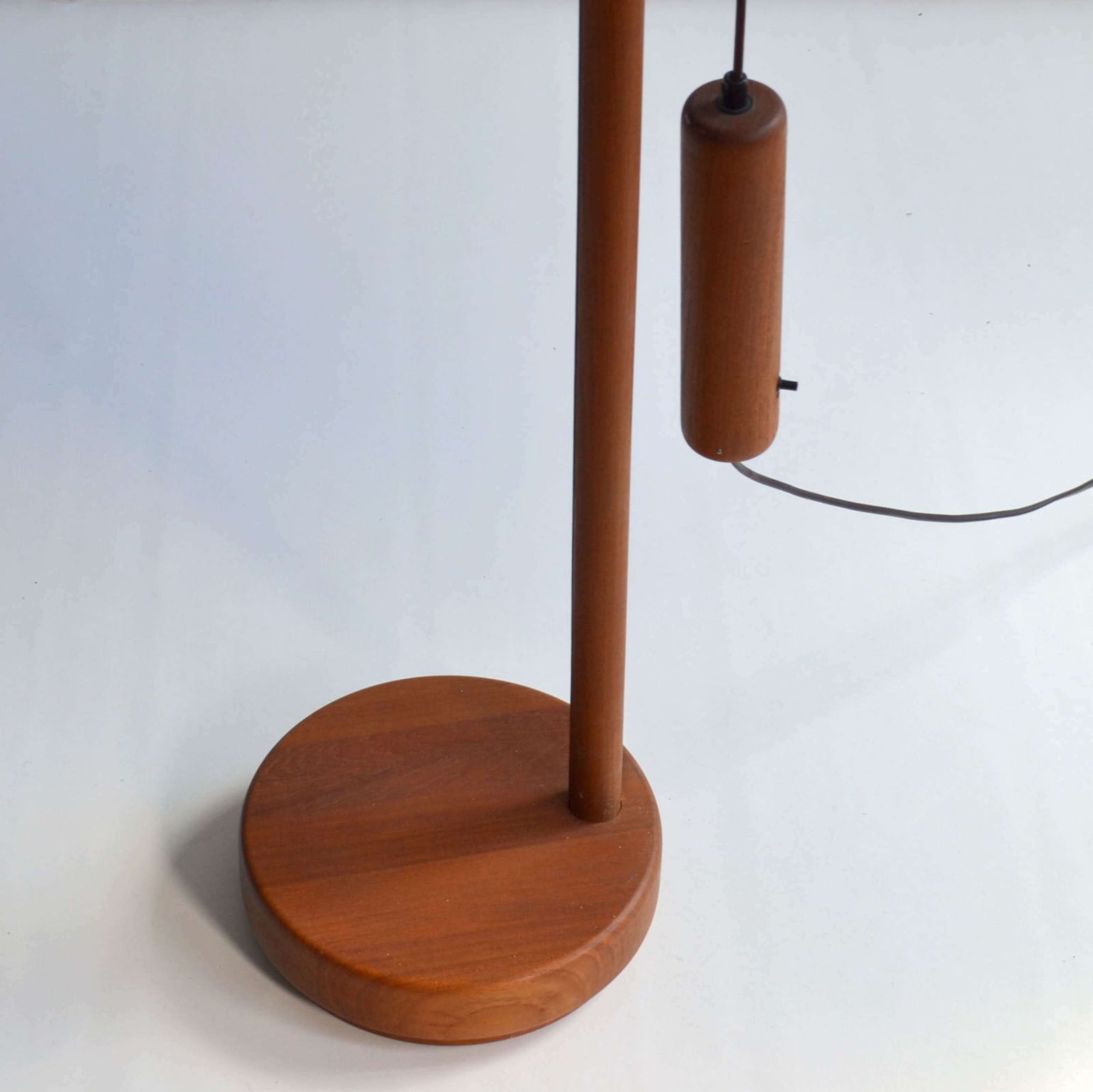 Scandinavian Teak Counter Balance Floor Lamp With Silk Shade photo 1950.0