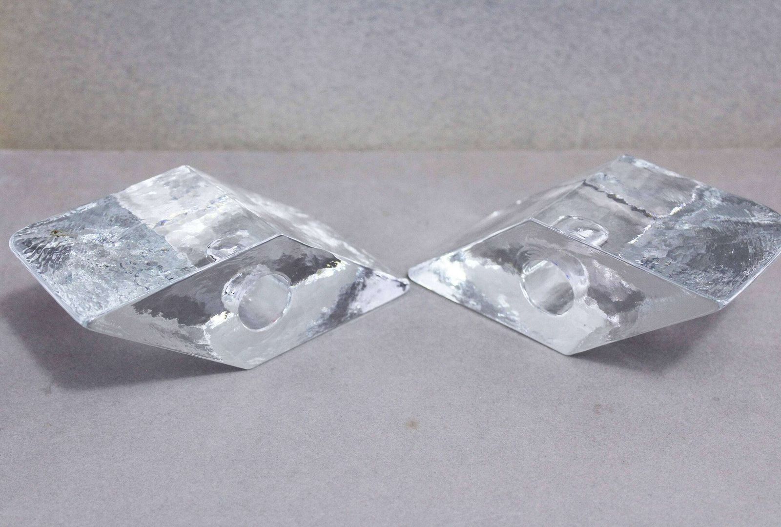 photo furniture Lovely Duo Of Modern 80s Style Glass Candle Holders