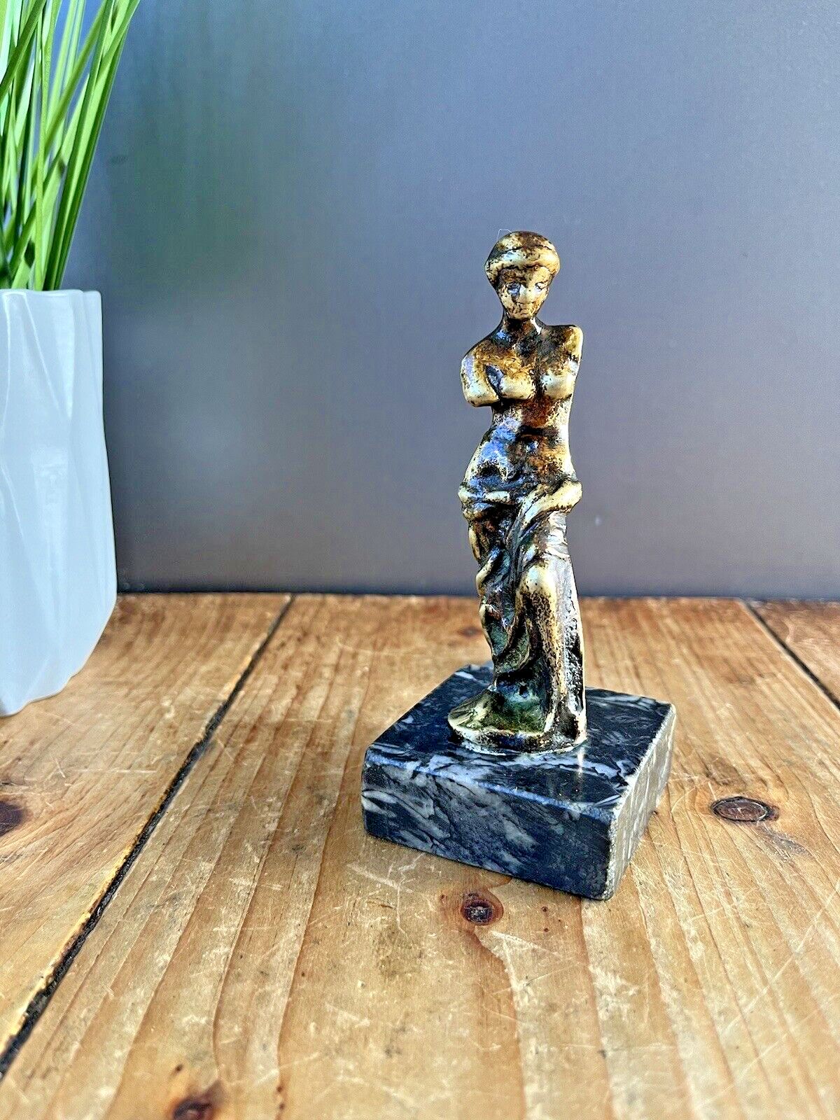 Vintage Greek Venus De Milo Brass Marble / Stone Base Desk Sculpture Paperweight photo furniture