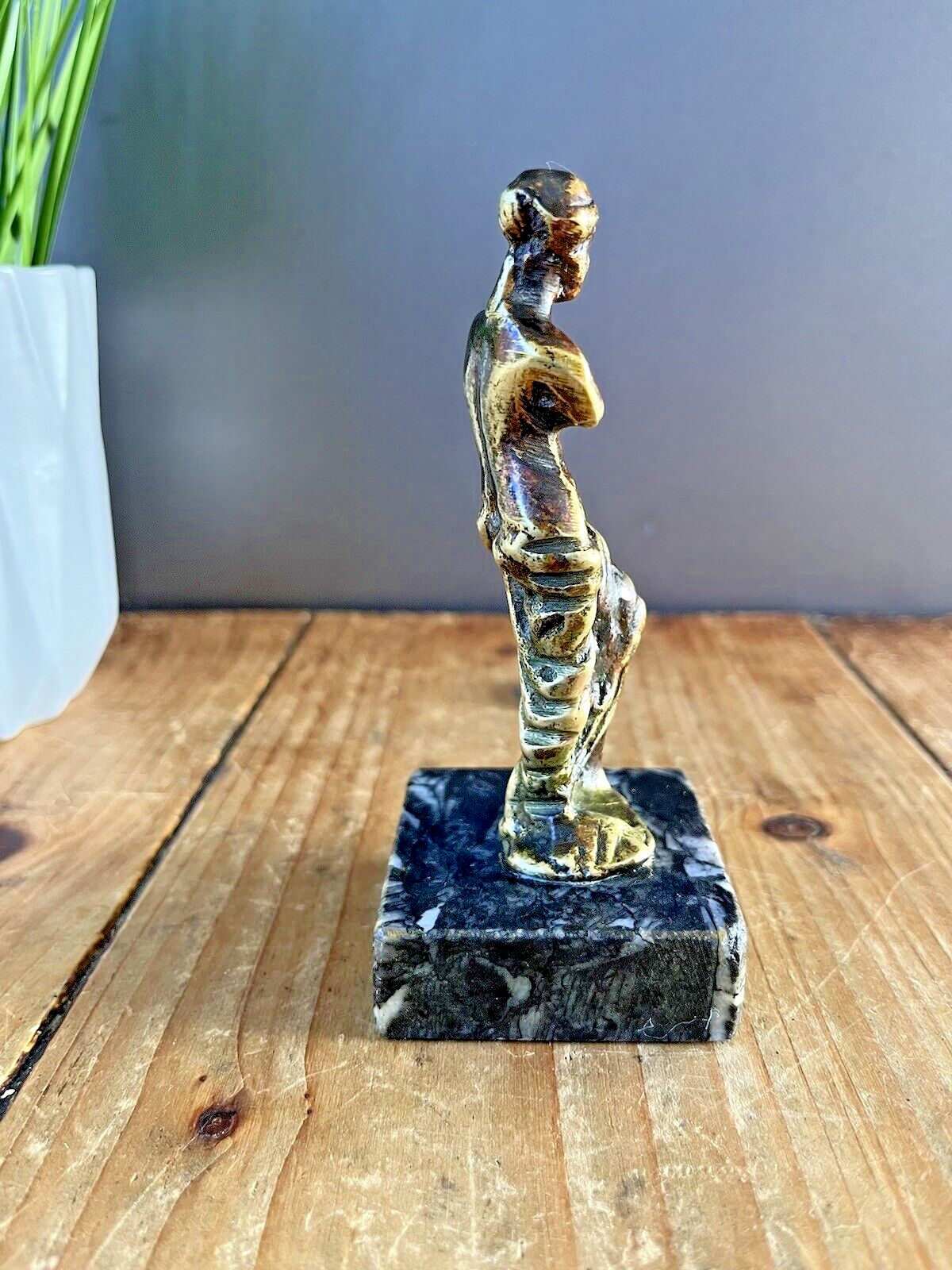 Vintage Greek Venus De Milo Brass Marble / Stone Base Desk Sculpture Paperweight photo for sale
