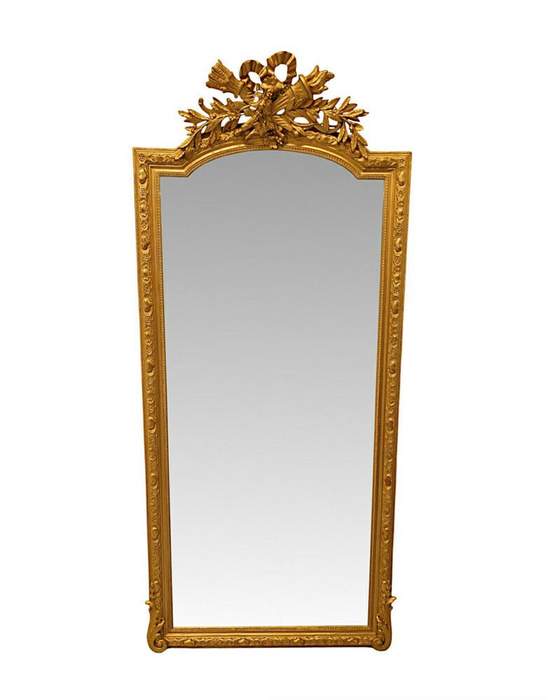 A Very Fine Tall 19th Century Giltwood Pier Or Dressing Mirror