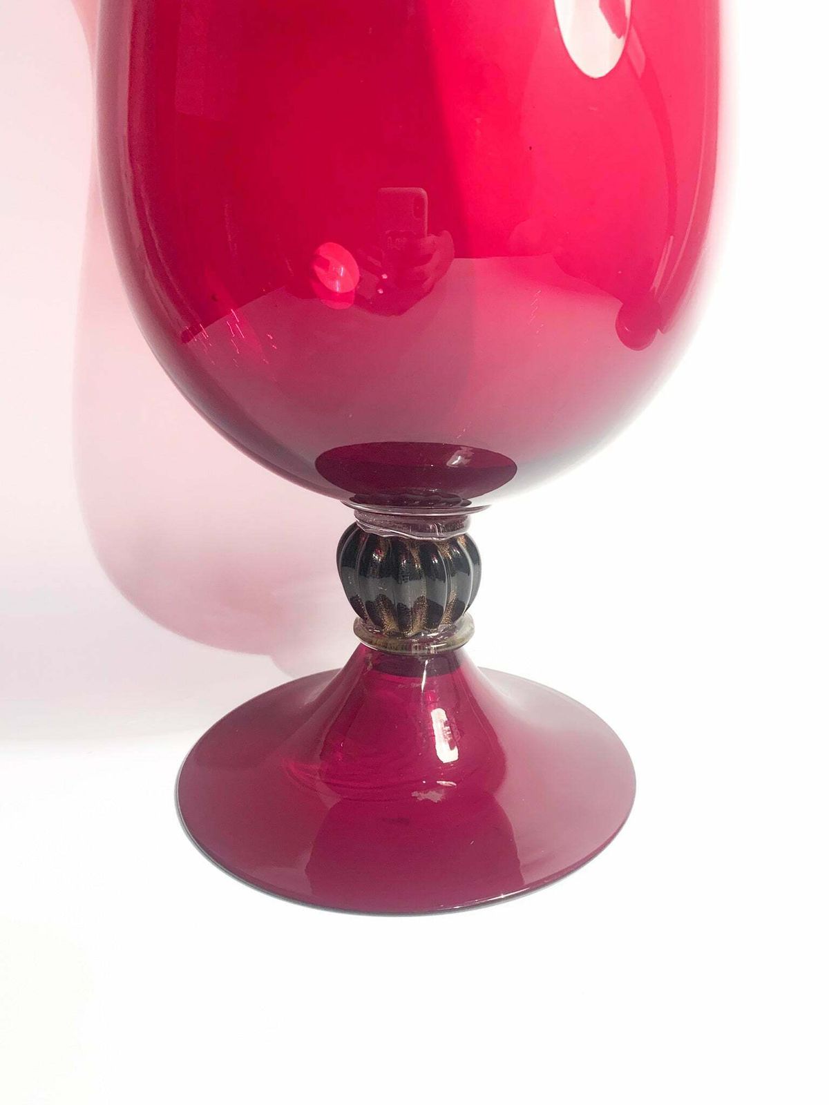 Hand Blown Bordeaux Murano Glass Cup Vase From The 1980s photo vintage