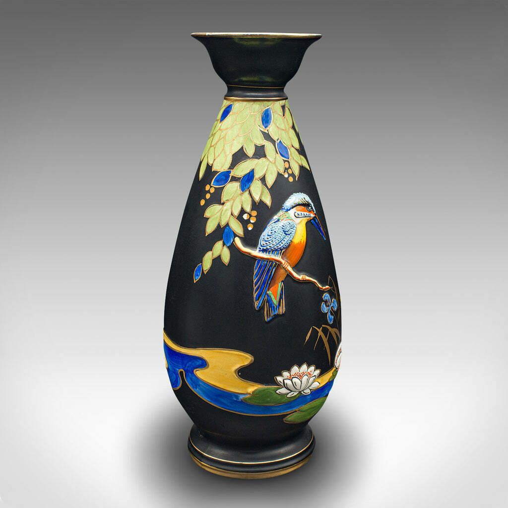 Pair Of Vintage Display Vases, English, Satin Finish, Kingfisher, Art Deco, 1930 photo for sale