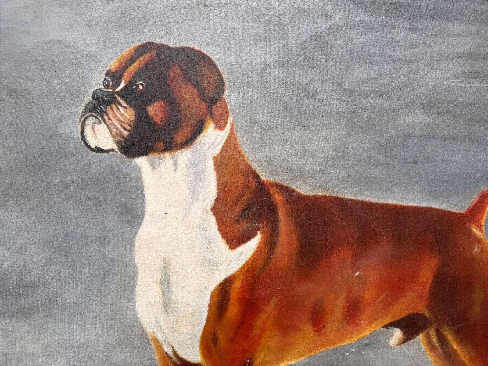 Large Oil Painting Of A Boxer Dog