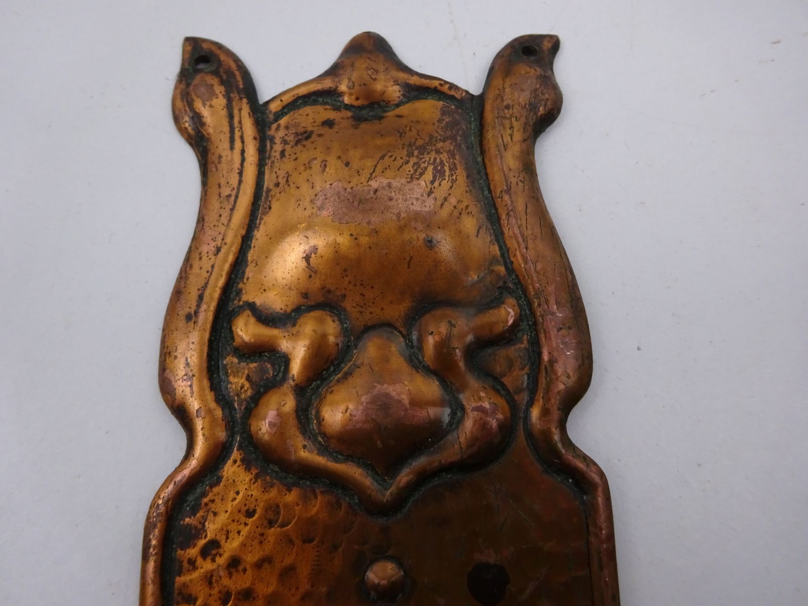 Antique Copper Fingerplate Early 1900s photo vinterior