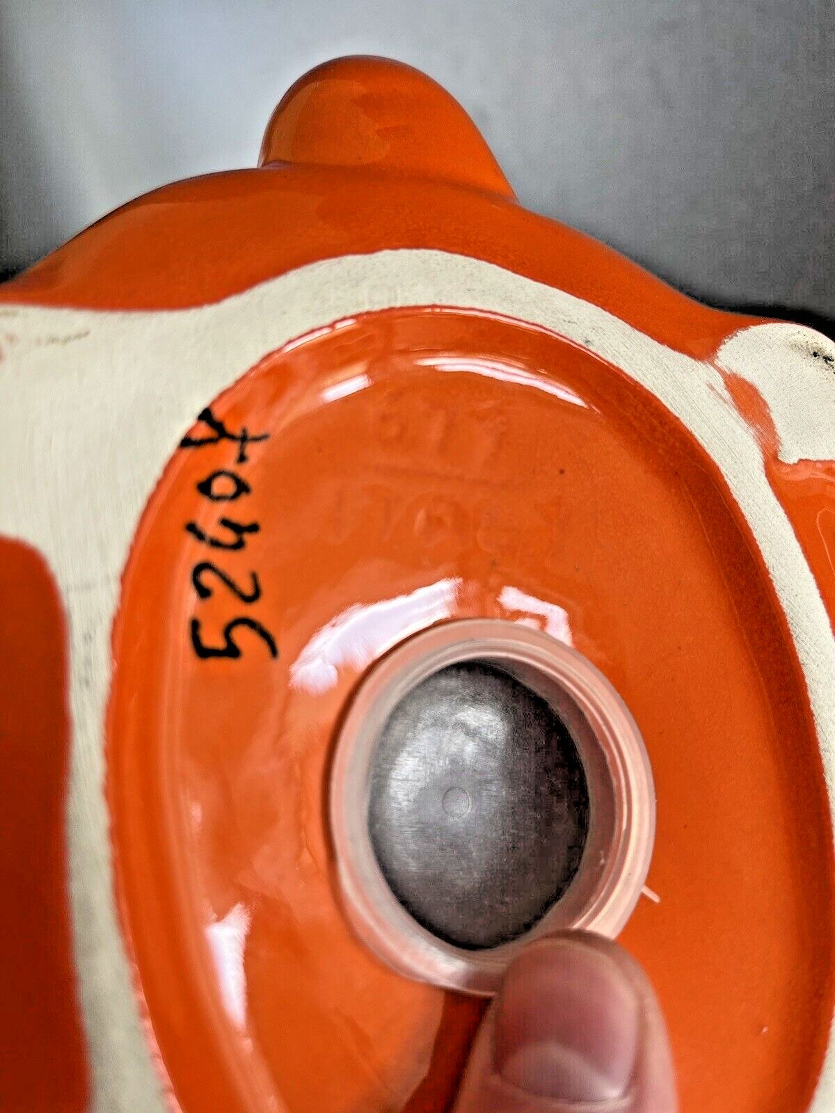 photo for sale Superb 60's Bright Orange Floral Italian Sica Sicart Pottery Tortoise Money Box