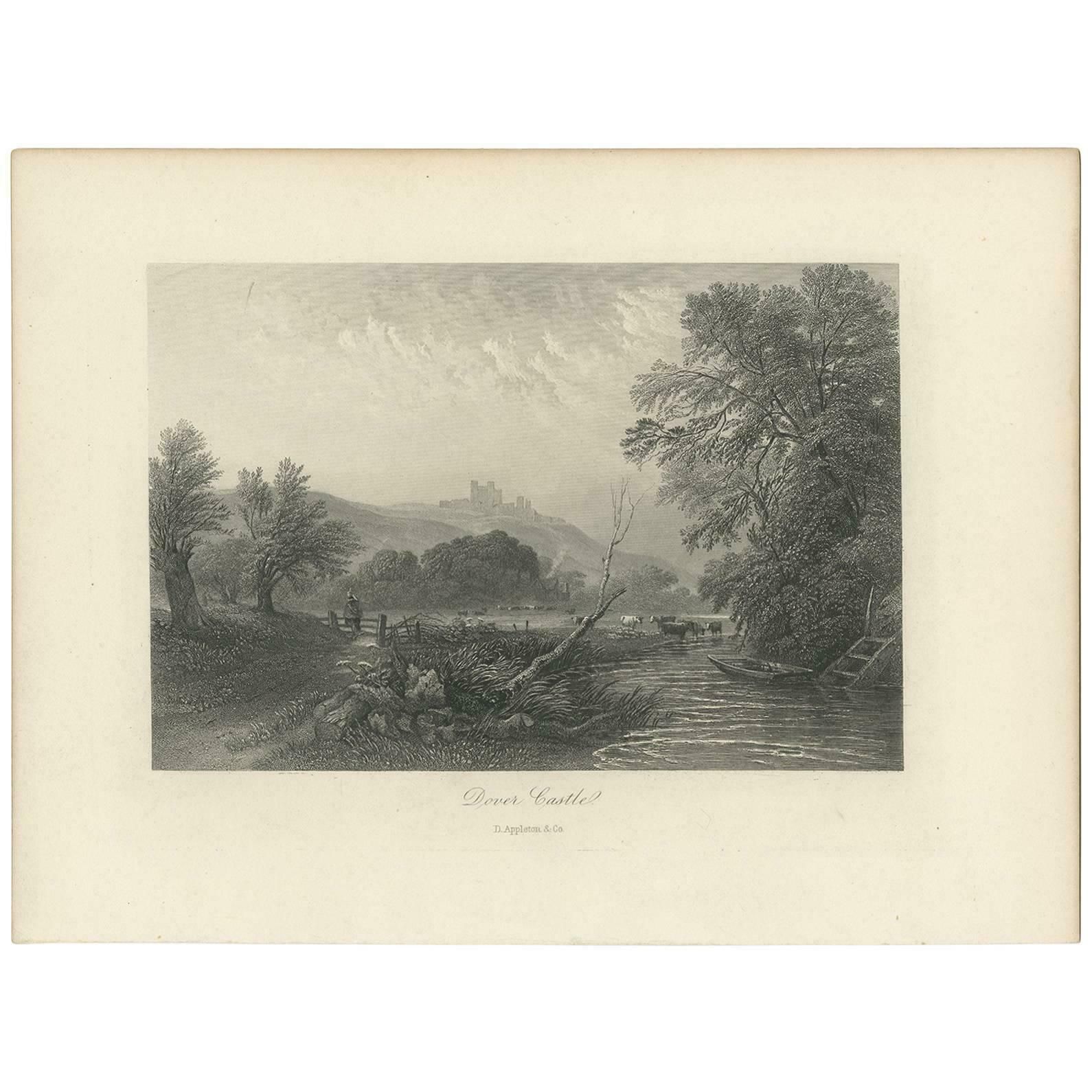 Antique Print Of Dover Castle 'England' By Appleton & Co, 1875