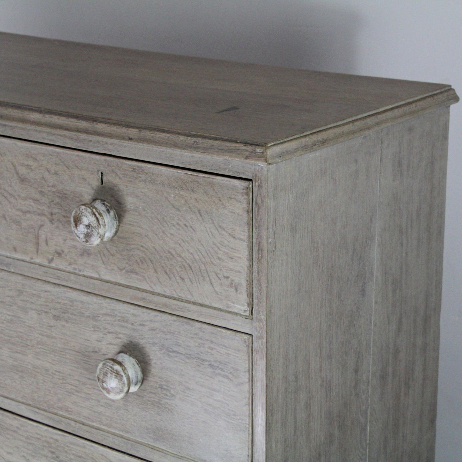 Antique Lime Washed Oak Chest Of Drawers photo vintage