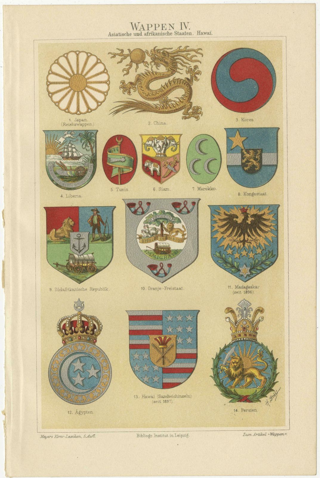 Set Of 4 Antique Print Of Coats Of Arms Of German States, America And Others photo 262.0