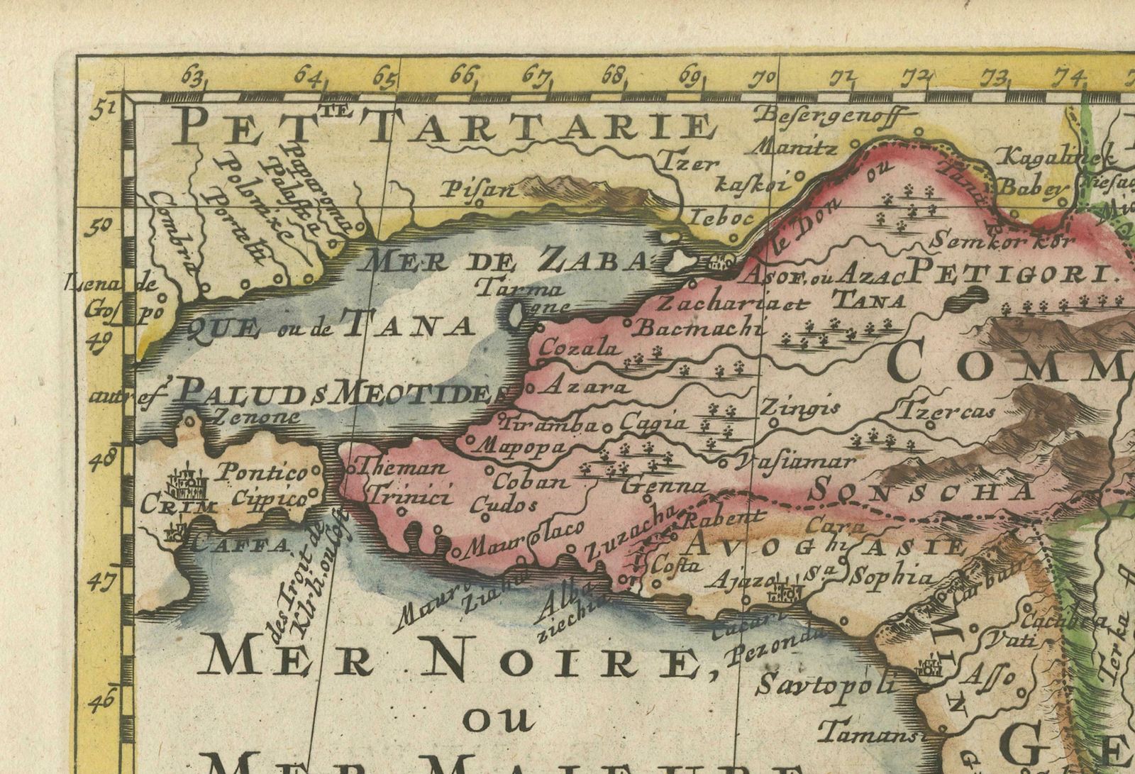 Historical Map Of The Black Sea And Surrounding Regions, 1705 photo Art