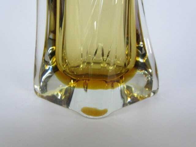 Mid Century Retro 60s Art Glass Vase Yellow Citrine Hand Blown Czech Art Glass photo vintage