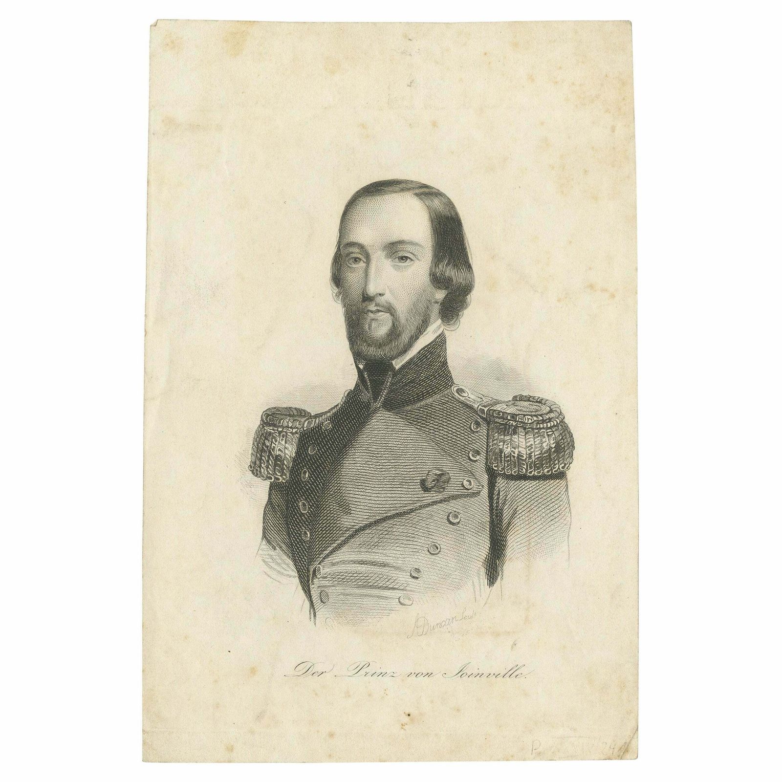 Antique Portrait Of François D'orleans, Prince De Joinville, C.1880