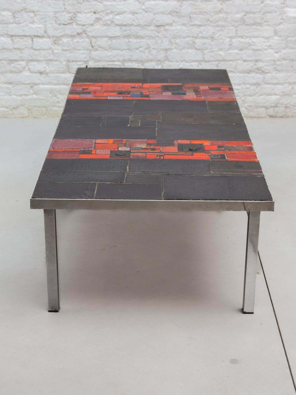8000.0 Pia Manu For Amphora Large Coffee Table, Black And Red Glazed Tiles photo
