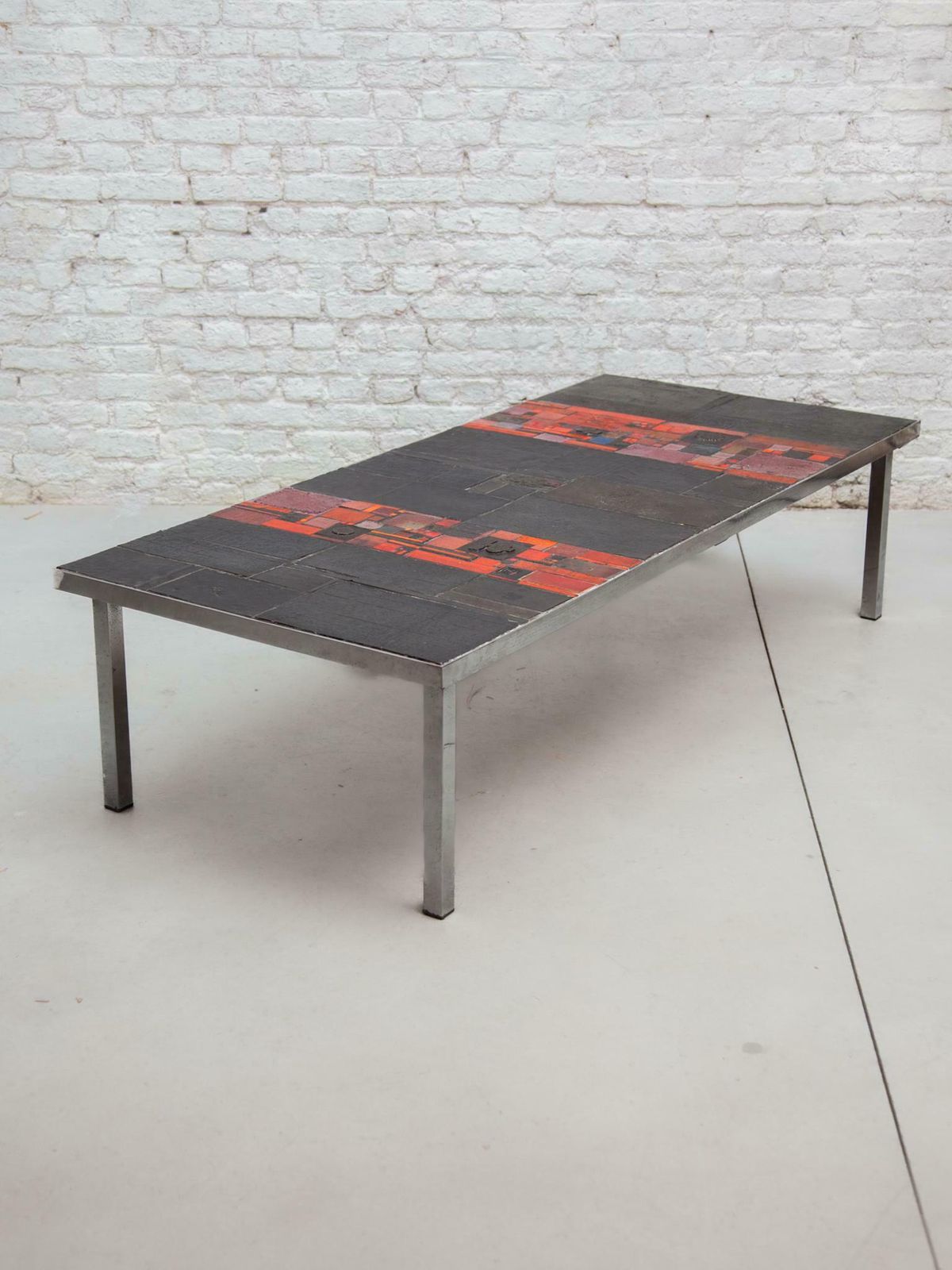photo vinterior Pia Manu For Amphora Large Coffee Table, Black And Red Glazed Tiles