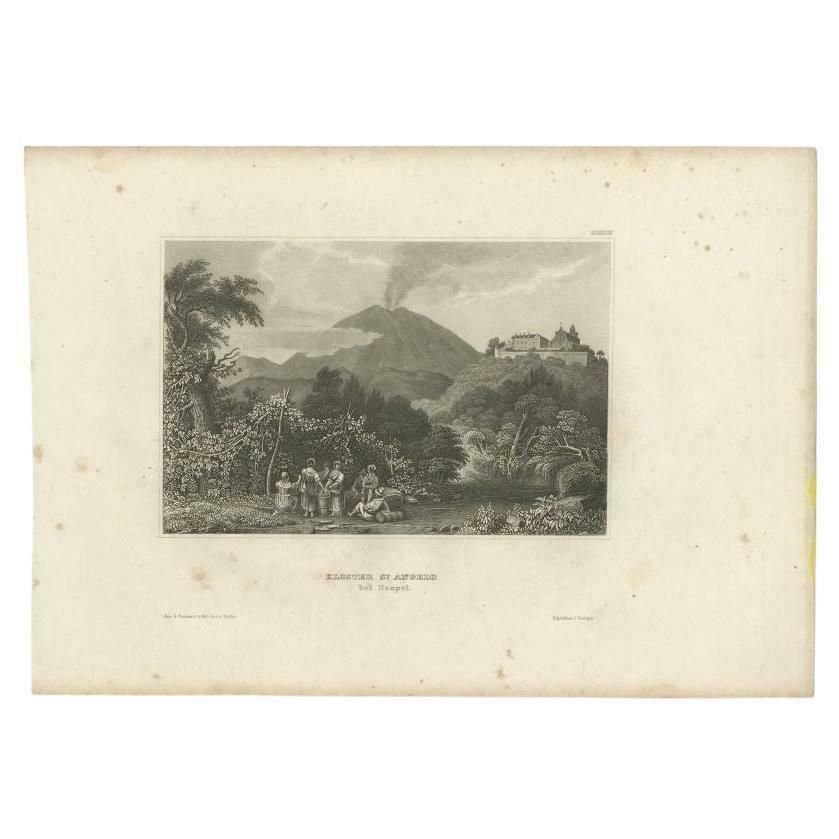Antique Print Of Monastery St Angelo Near Naples In Italy, 1837 photo furniture