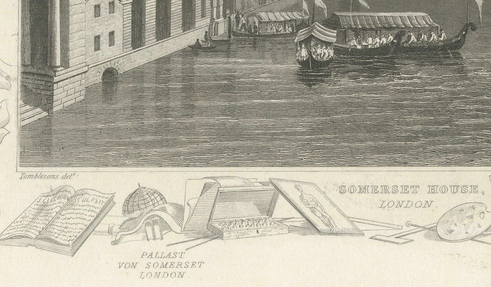 Thames Embankment And The Grandeur Of Somerset House: A Steel Engraving, 1835 photo vinterior