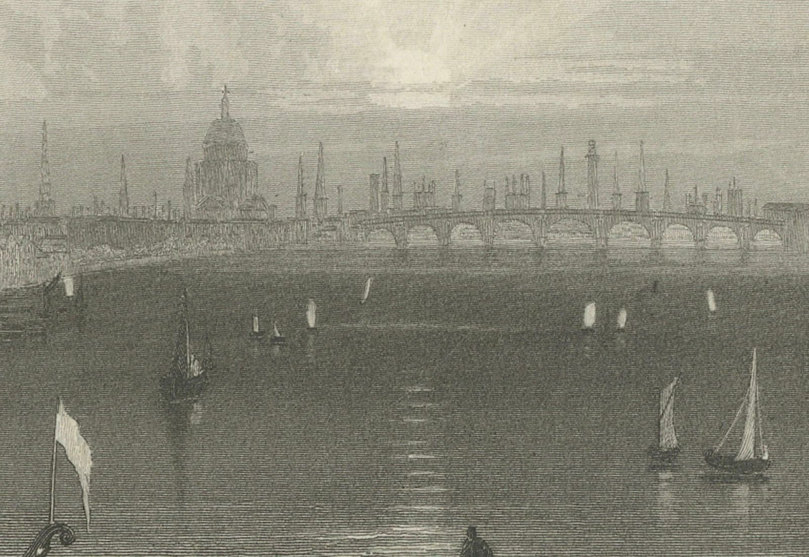 Thames Embankment And The Grandeur Of Somerset House: A Steel Engraving, 1835 photo buy