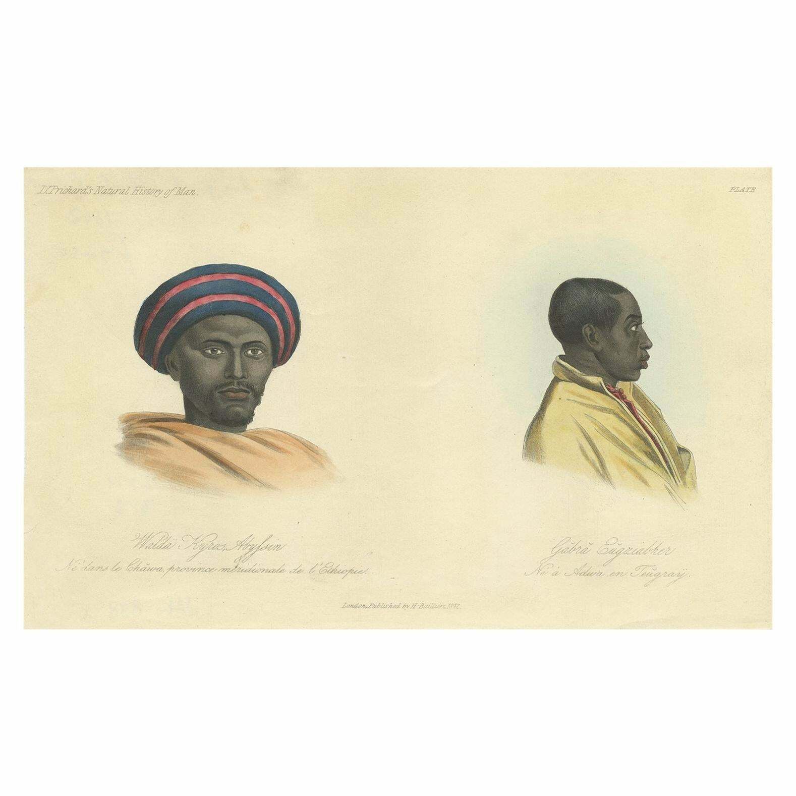 Antique Print Of An Abyssinian And A Native Of Adowa By Prichard, 1842