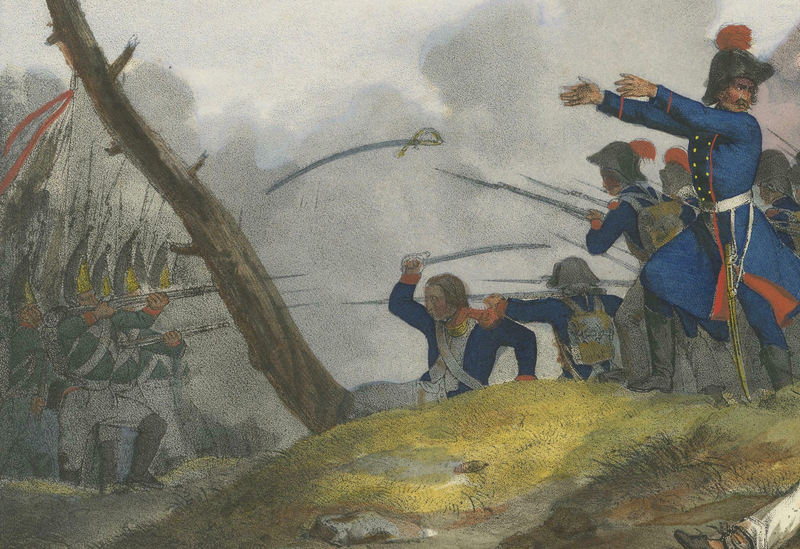Original Antique Print Of Mountain Warfare: The 1834 Alpine Encounter, C.1834 photo 360.0