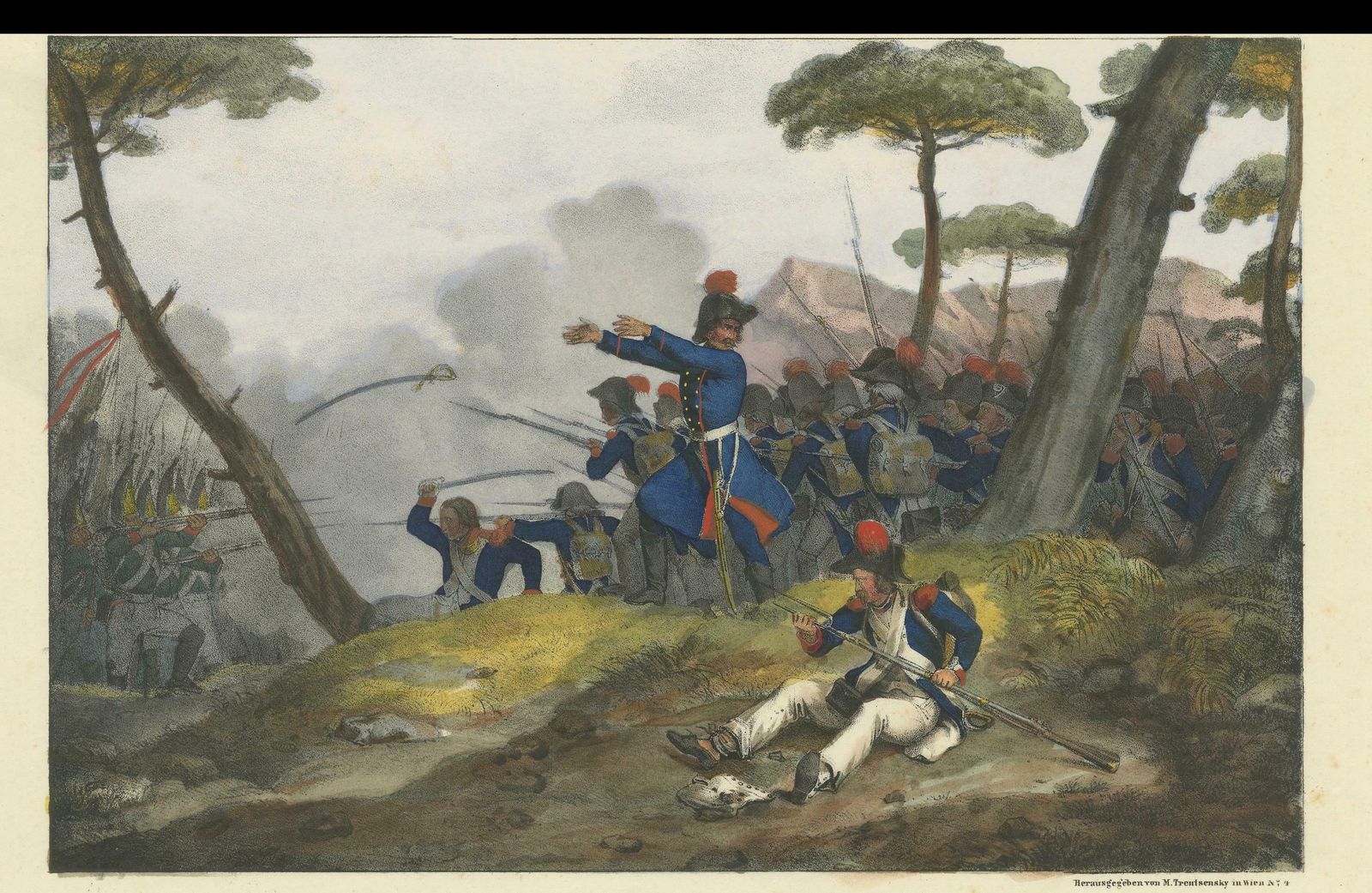Original Antique Print Of Mountain Warfare: The 1834 Alpine Encounter, C.1834 photo vinterior