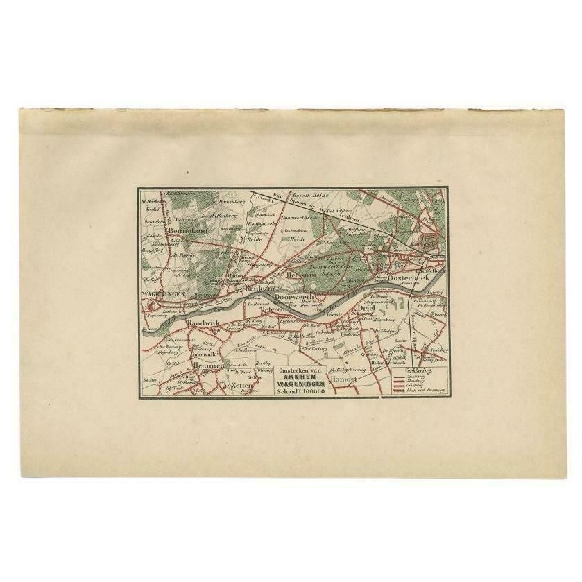 Antique Map Of The Region Of Arnhem And Wageningen By Craandijk, 1884