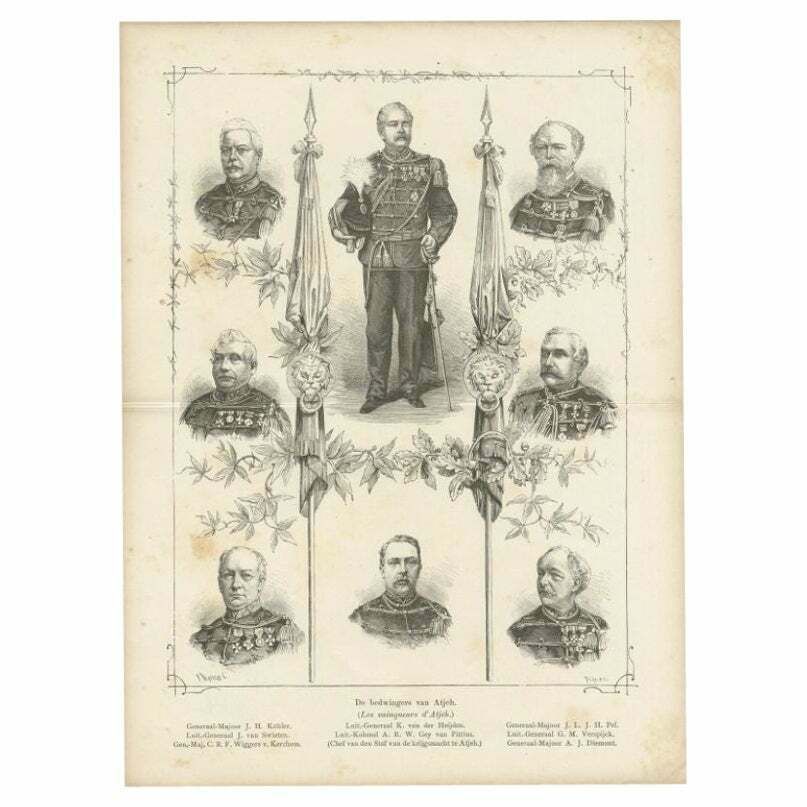 Antique Print Of Important Military Of Aceh In Sumatra, Dutch East Indies, 1883