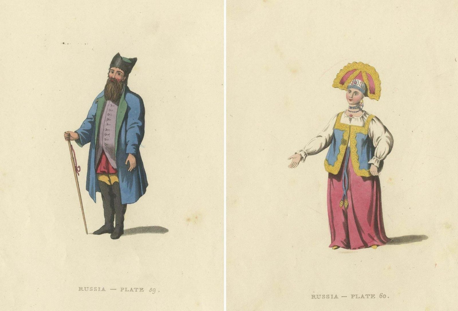 Sartorial Elegance Of Kaluga: A Merchant And A Woman In Traditional Attire, 1814 photo furniture
