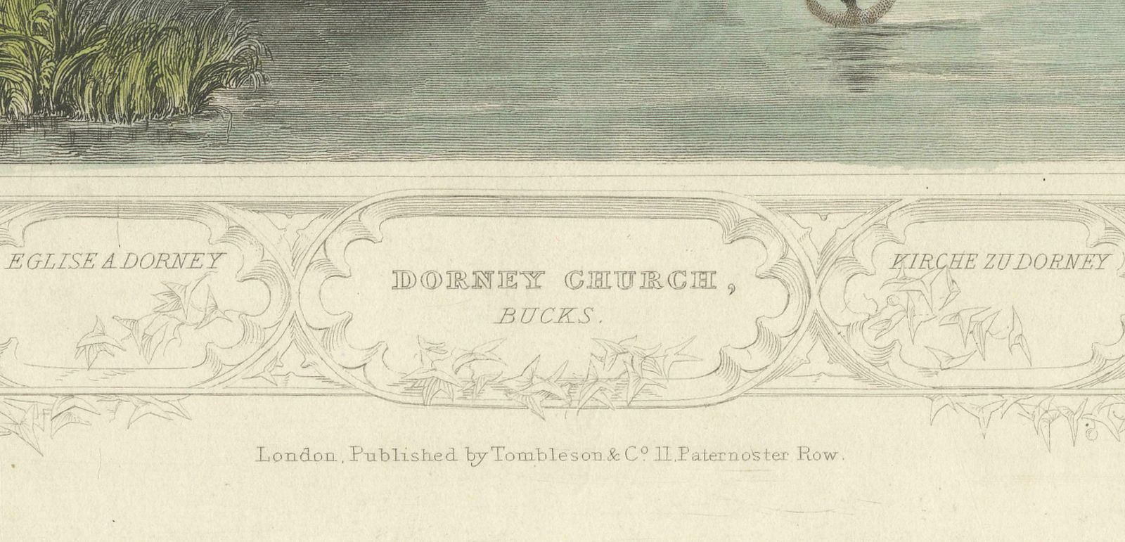 Hand Colored Engraving Of Dorney Church In Buckinghamshire, England, 1835 photo for sale