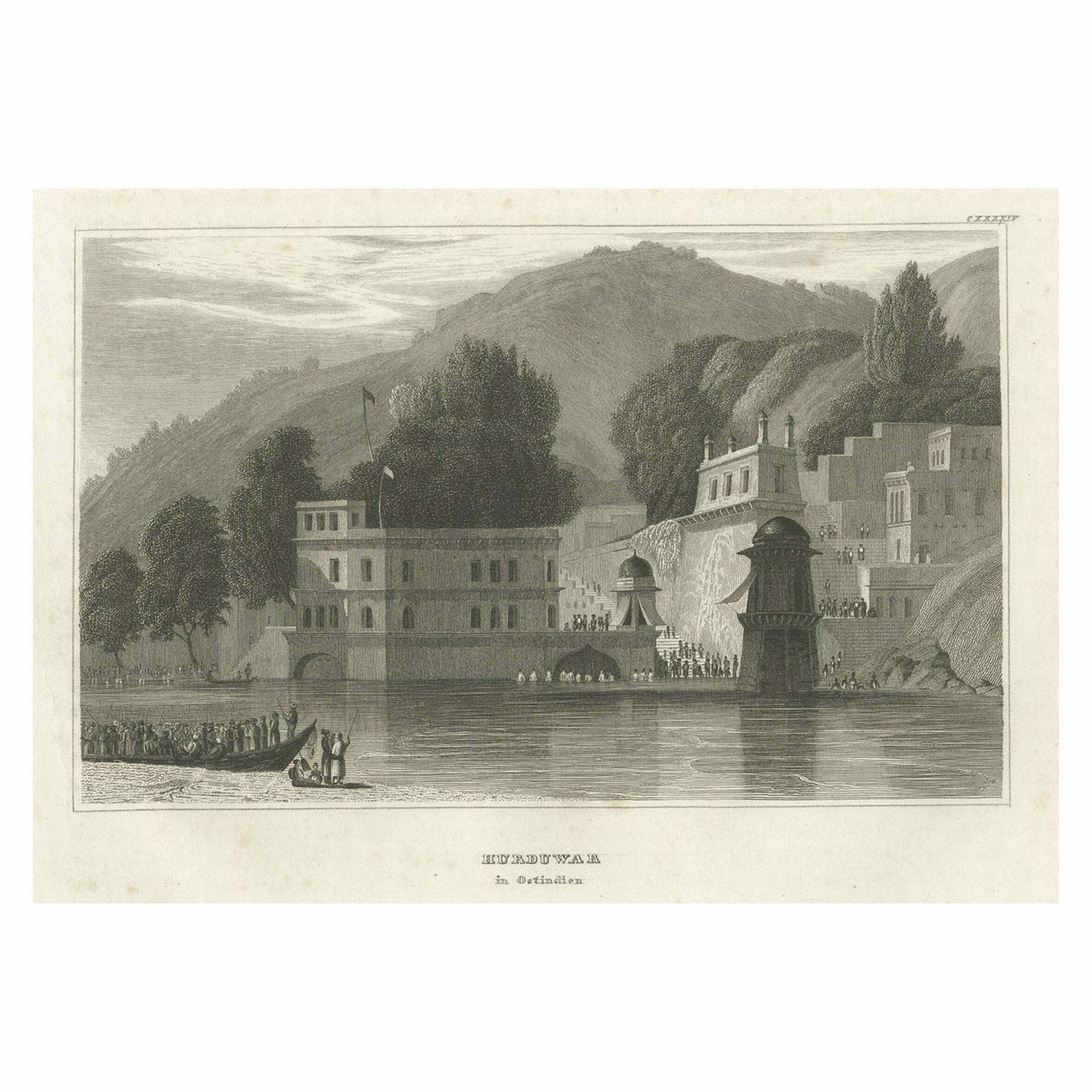 Antique Print Of Haridwar City In Uttarakhand, India, 1837