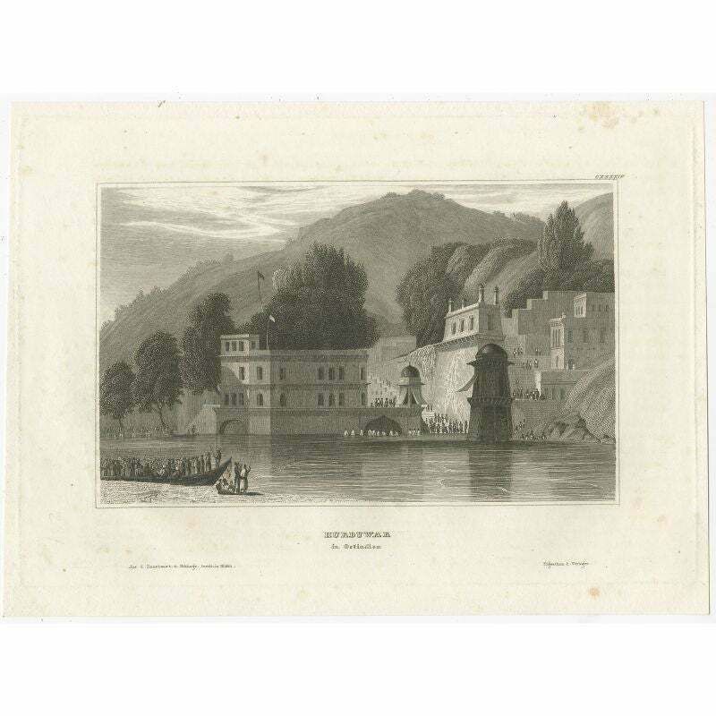 Antique Print Of Haridwar City In Uttarakhand, India, 1837 photo furniture