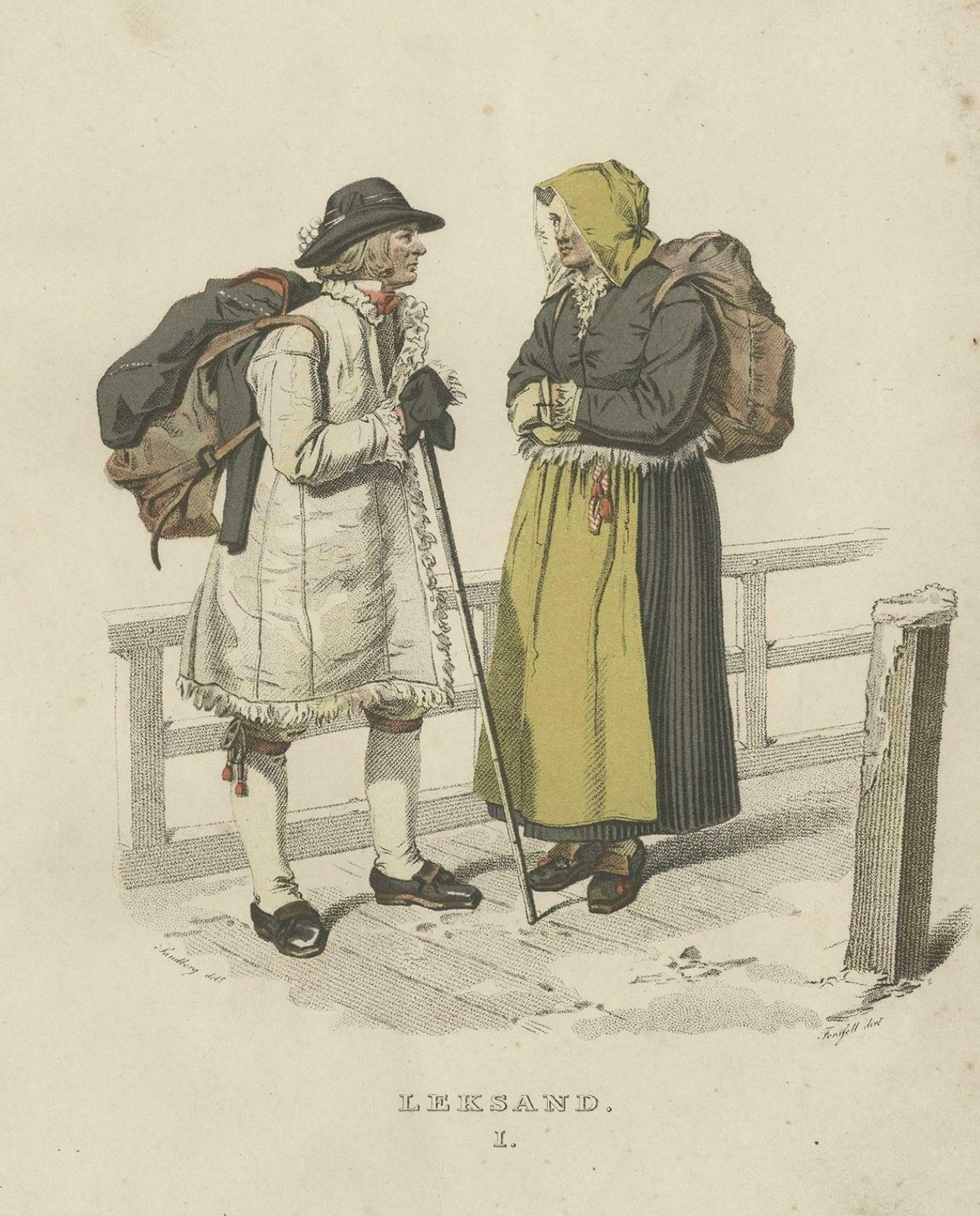 Antique Costume Print Of Leksand In Sweden, C.1864 photo for sale