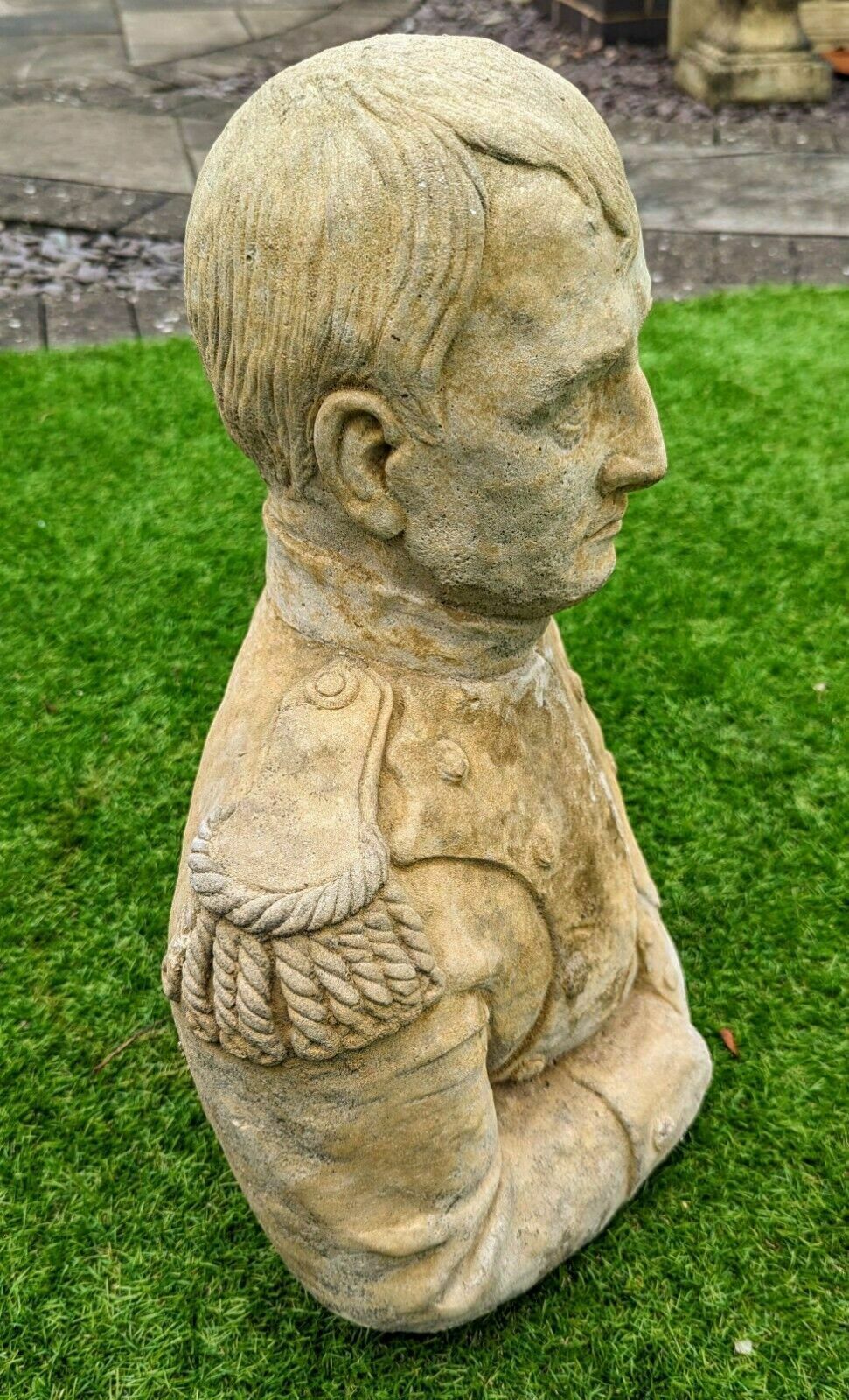 Vintage Napoleon Bonapartegarden Bust Ornemant English Stone 0200. photo furniture