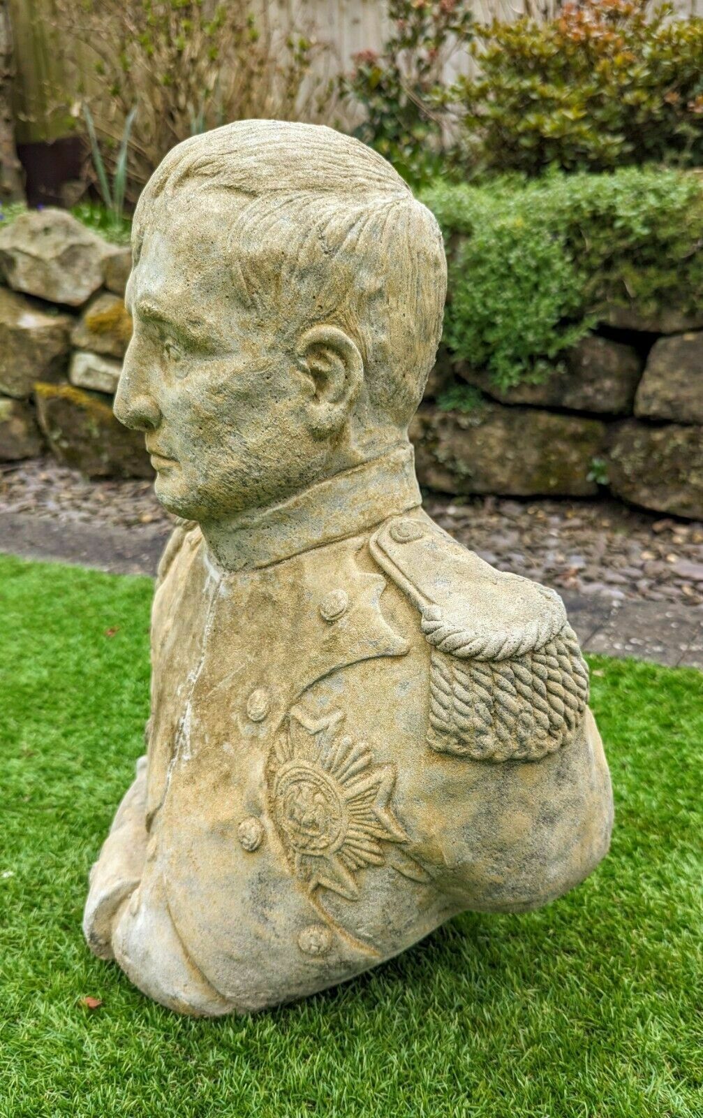 Vintage Napoleon Bonapartegarden Bust Ornemant English Stone 0200. photo vinterior