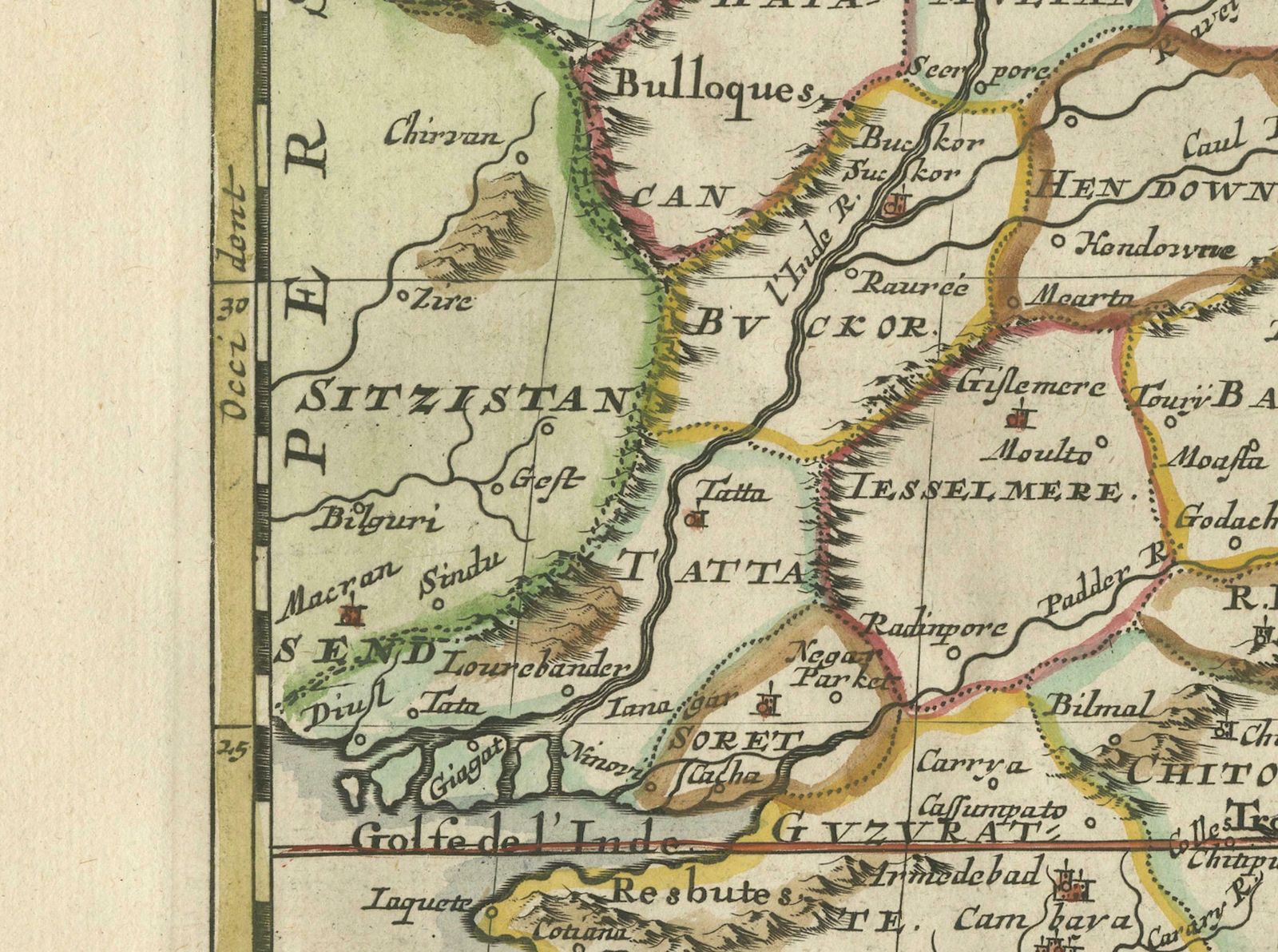 Cartographic Elegance Of The Mughal Dominion In A Hand Colored Antique Map, 1705 photo Art